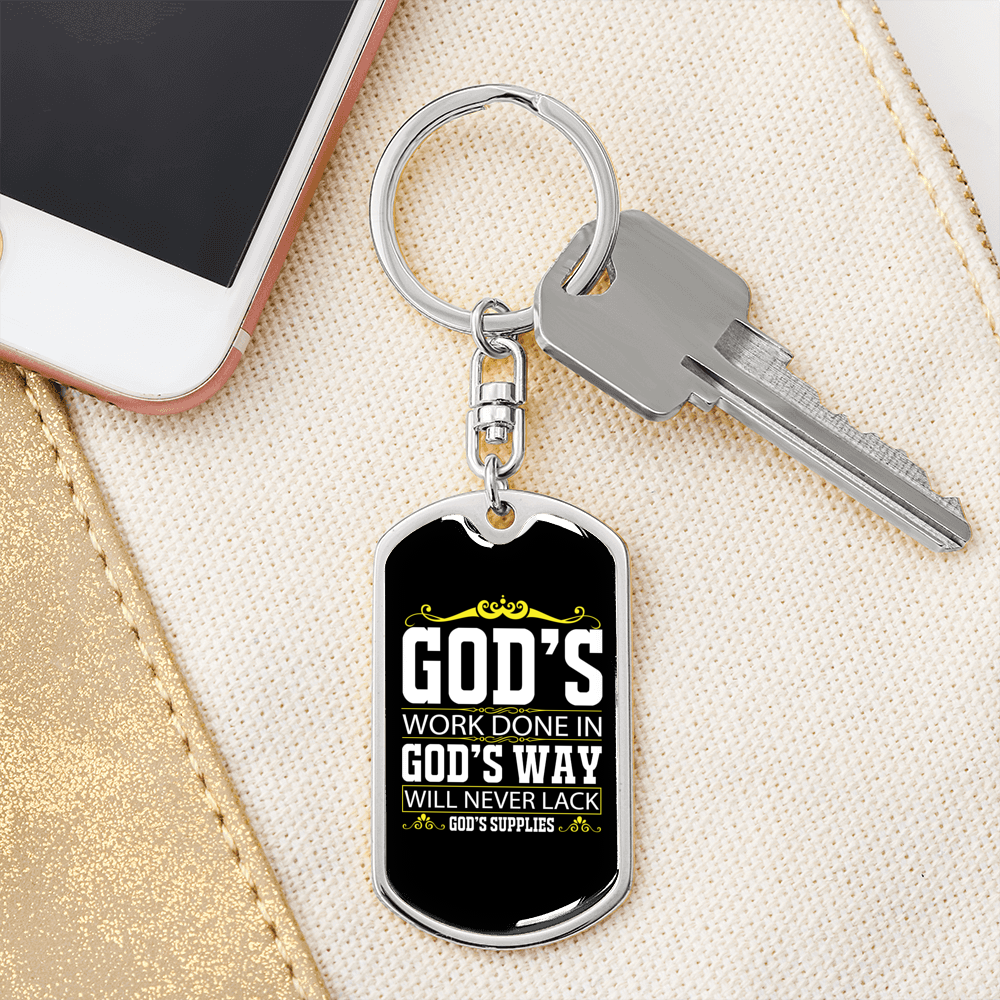 Never Lack God'S Supply Keychain Stainless Steel or 18k Gold Dog Tag Keyring-Express Your Love Gifts