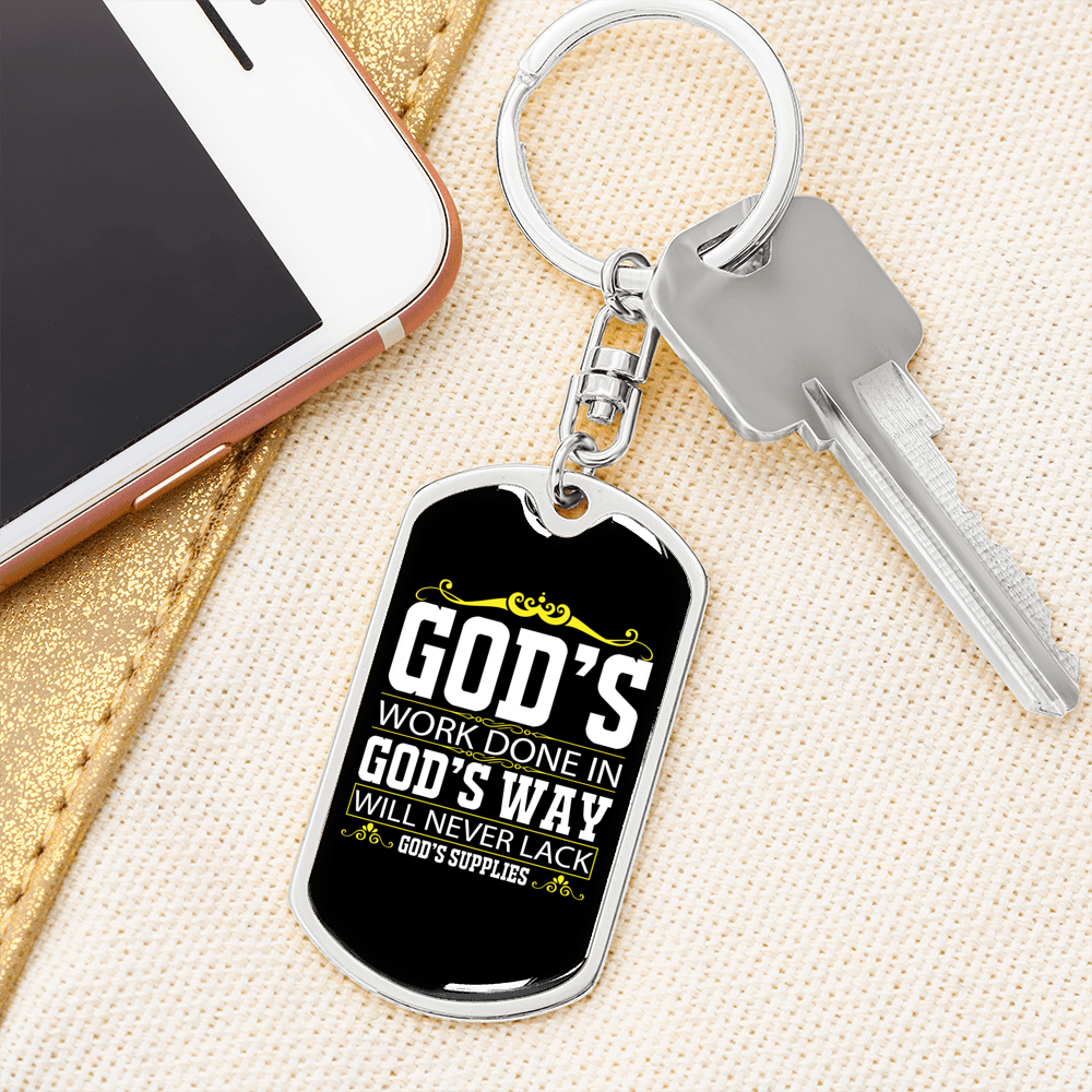 Never Lack God'S Supply Keychain Stainless Steel or 18k Gold Dog Tag Keyring-Express Your Love Gifts