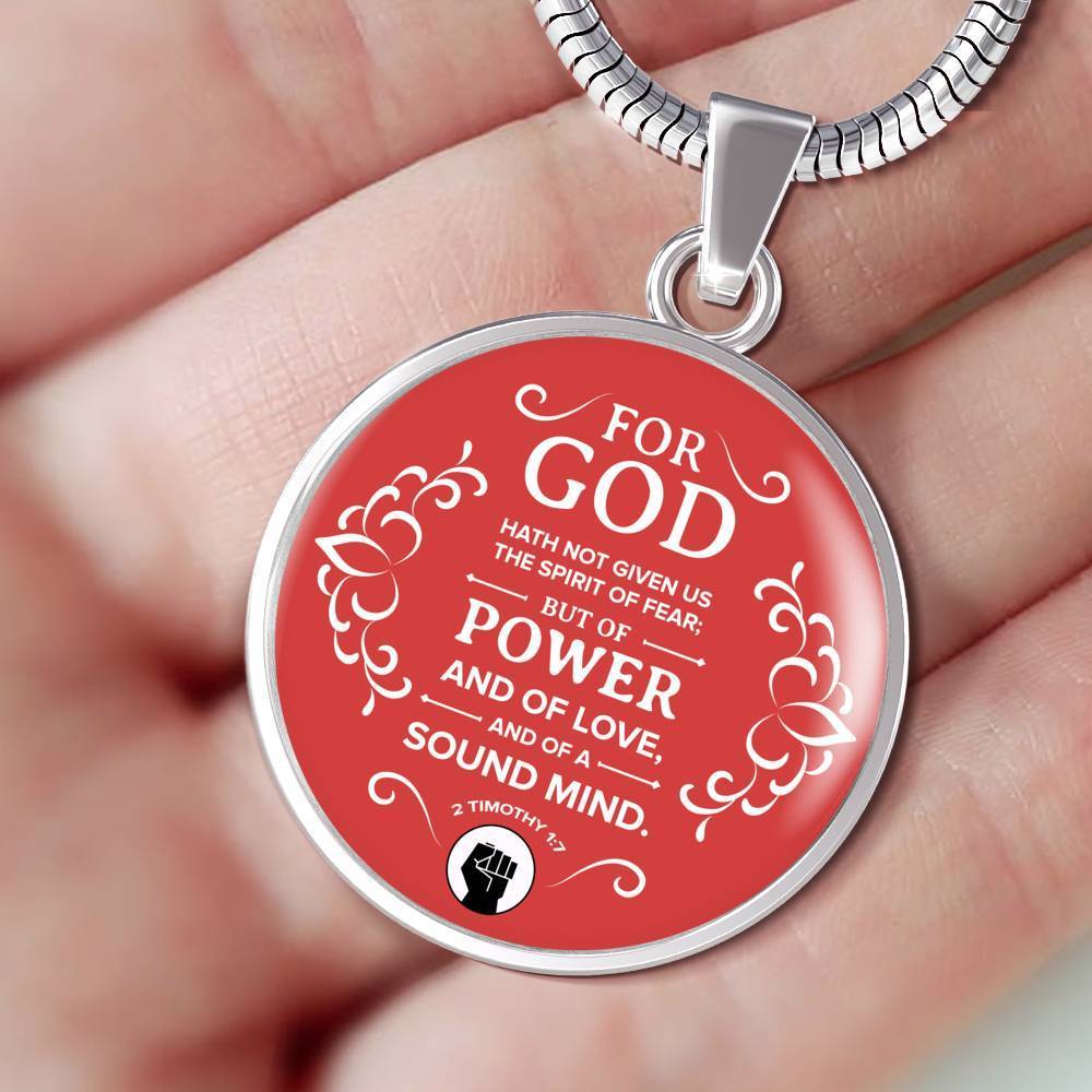 No Fear Christian Gift Circle Necklace Stainless Steel or 18k Gold 18-22" - Express Your Love Gifts