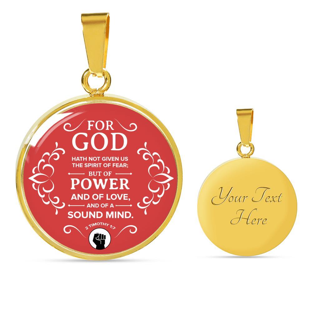 No Fear Christian Gift Circle Necklace Stainless Steel or 18k Gold 18-22" - Express Your Love Gifts