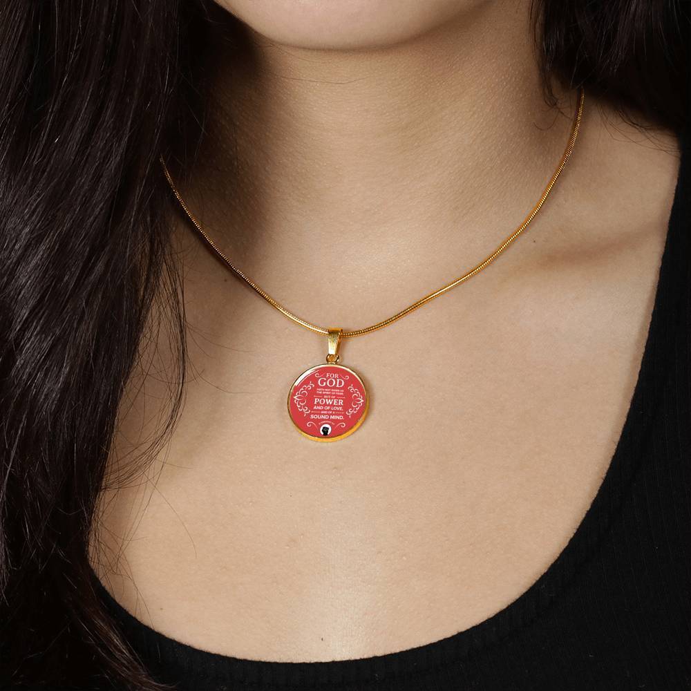 No Fear Christian Gift Circle Necklace Stainless Steel or 18k Gold 18-22" - Express Your Love Gifts