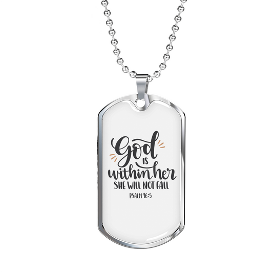 Not Fail Christian Necklace Stainless Steel or 18k Gold Dog Tag 24" Chain-Express Your Love Gifts