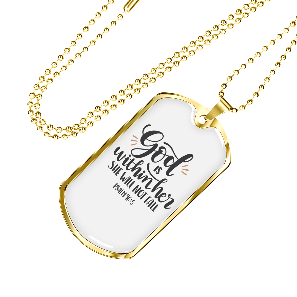 Not Fail Christian Necklace Stainless Steel or 18k Gold Dog Tag 24" Chain-Express Your Love Gifts