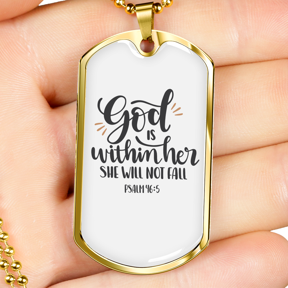 Not Fail Christian Necklace Stainless Steel or 18k Gold Dog Tag 24" Chain-Express Your Love Gifts