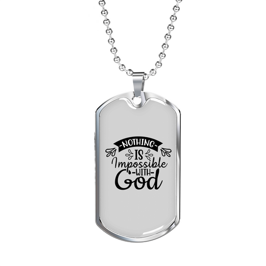 Nothing Impossible Christian Necklace Stainless Steel or 18k Gold Dog Tag 24" Chain-Express Your Love Gifts