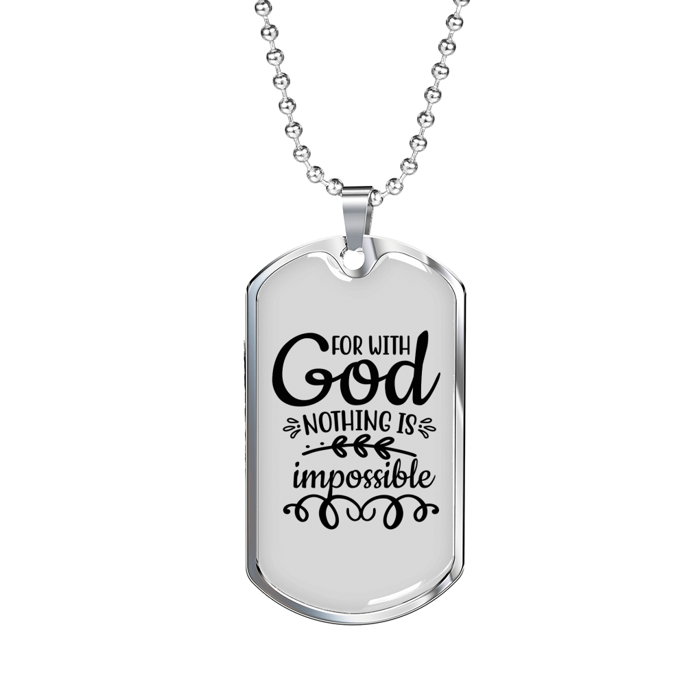 Nothing Is Impossible Necklace Stainless Steel or 18k Gold Dog Tag 24" Chain-Express Your Love Gifts