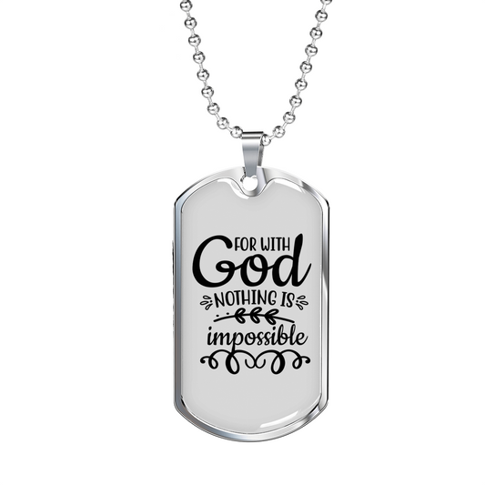 Nothing Is Impossible Necklace Stainless Steel or 18k Gold Dog Tag 24" Chain-Express Your Love Gifts