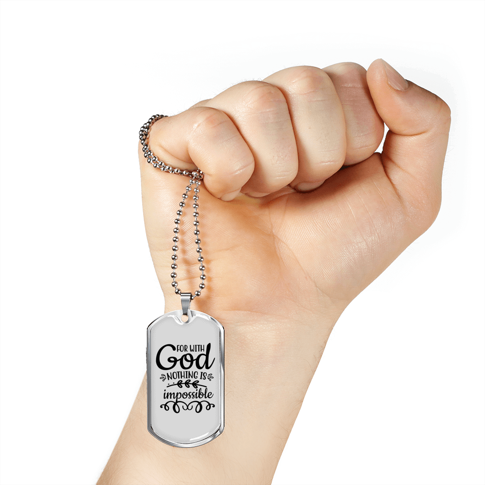Nothing Is Impossible Necklace Stainless Steel or 18k Gold Dog Tag 24" Chain-Express Your Love Gifts