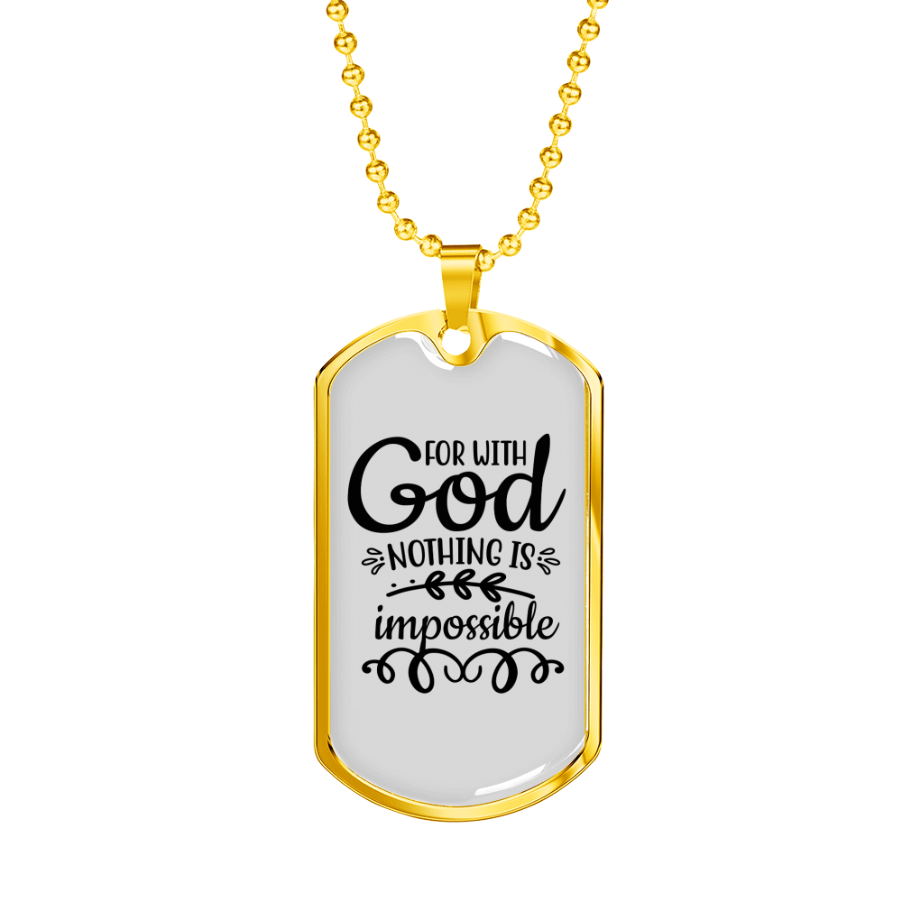 Nothing Is Impossible Necklace Stainless Steel or 18k Gold Dog Tag 24" Chain-Express Your Love Gifts