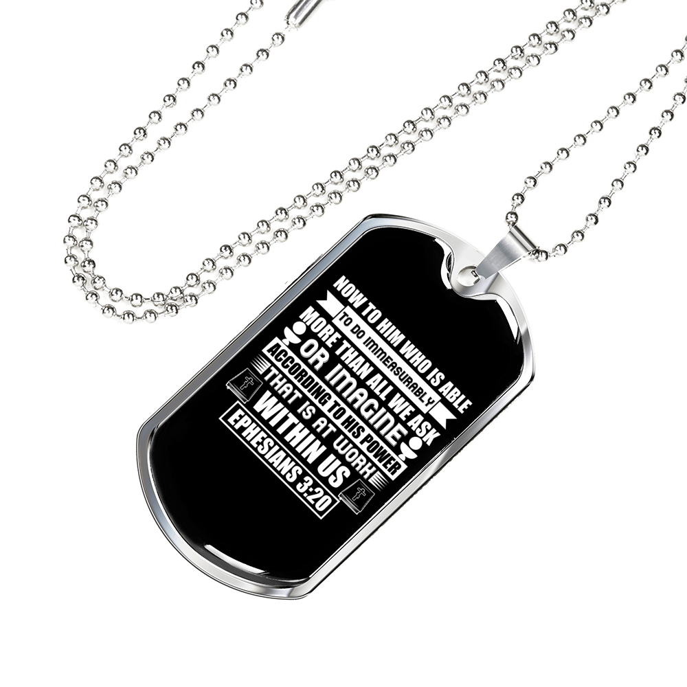 Now To Him Christian Necklace Stainless Steel or 18k Gold Dog Tag 24" Chain-Express Your Love Gifts