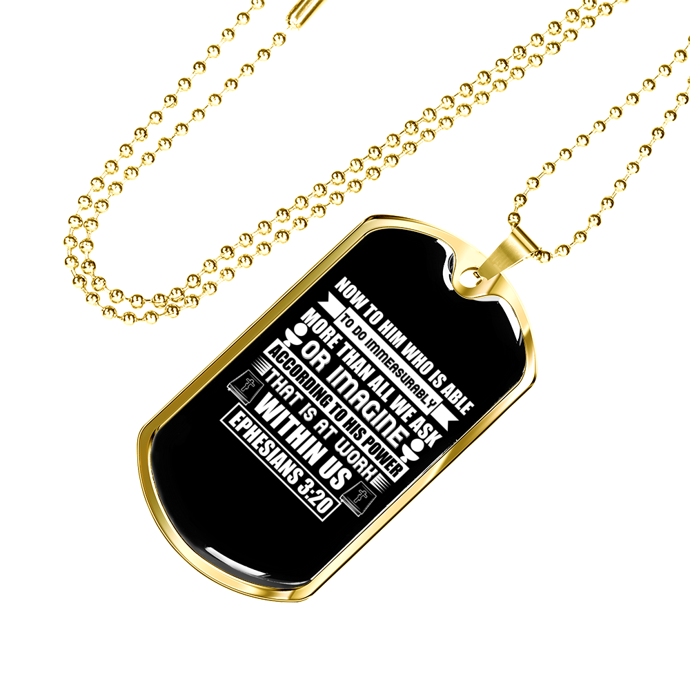 Now To Him Christian Necklace Stainless Steel or 18k Gold Dog Tag 24" Chain-Express Your Love Gifts