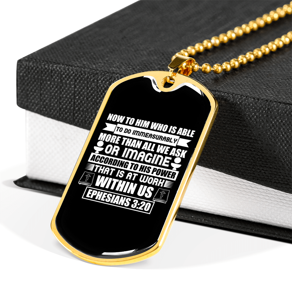 Now To Him Christian Necklace Stainless Steel or 18k Gold Dog Tag 24" Chain-Express Your Love Gifts