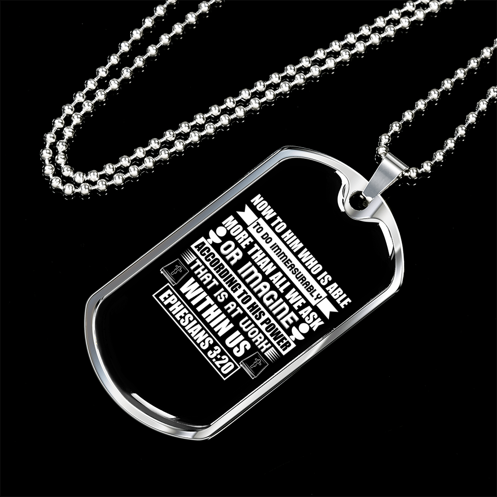 Now To Him Christian Necklace Stainless Steel or 18k Gold Dog Tag 24" Chain-Express Your Love Gifts