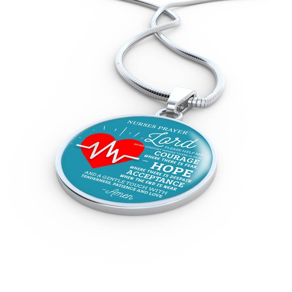 Nurse Prayer Circle Necklace Stainless Steel or 18k Gold 18-22"-Express Your Love Gifts