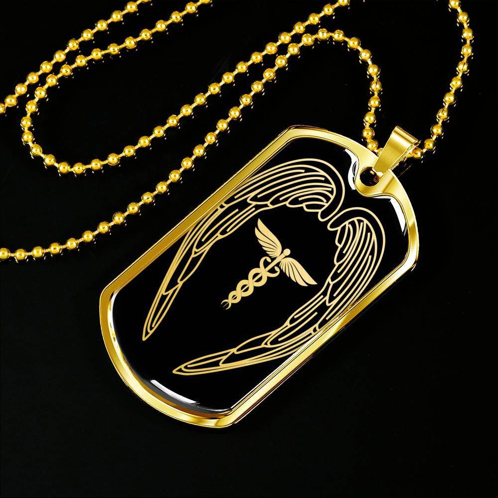 Nurses Are Angels Christian Gift Stainless Steel or 18k Gold Dog Tag W 24" - Express Your Love Gifts