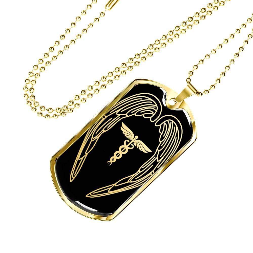 Nurses Are Angels Christian Gift Stainless Steel or 18k Gold Dog Tag W 24" - Express Your Love Gifts