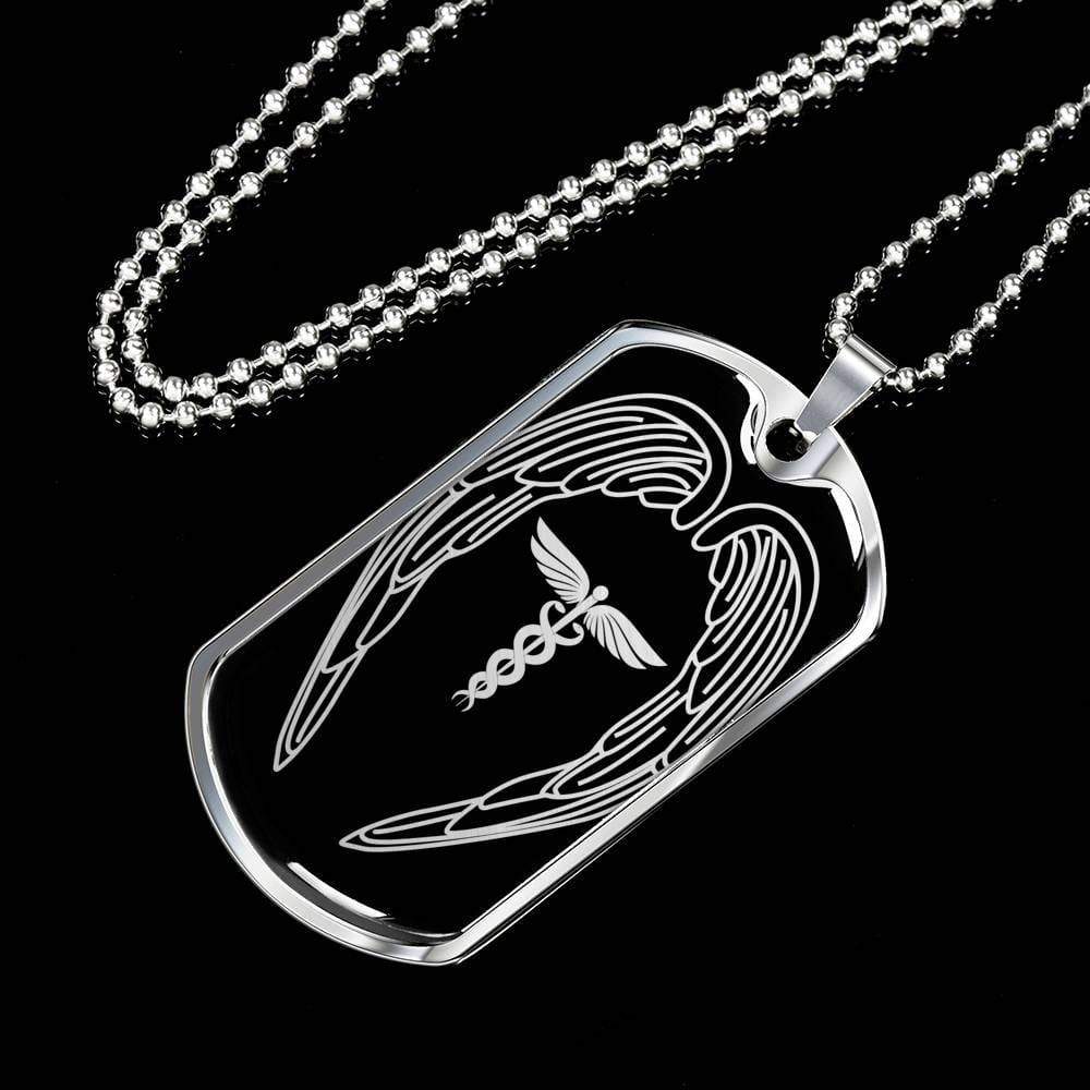 Nurses Are Angels Christian Gift Stainless Steel or 18k Gold Dog Tag W 24" - Express Your Love Gifts