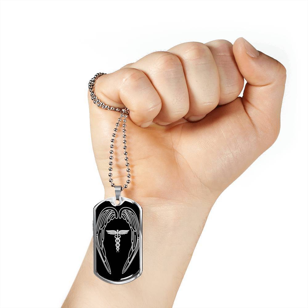 Nurses Are Angels Christian Gift Stainless Steel or 18k Gold Dog Tag W 24" - Express Your Love Gifts