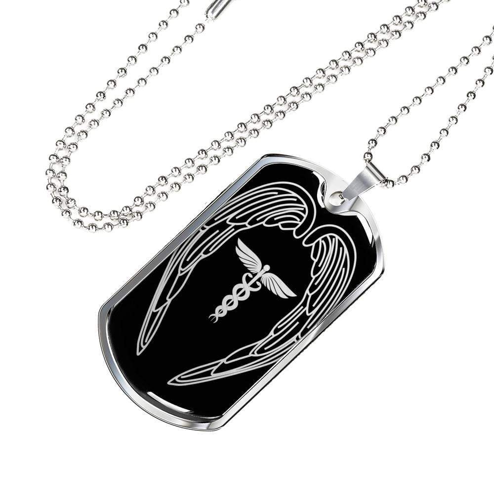 Nurses Are Angels Christian Gift Stainless Steel or 18k Gold Dog Tag W 24" - Express Your Love Gifts