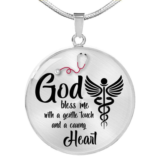 Nurses Prayer Nurse Gift Circle Necklace Stainless Steel or 18k Gold 18-22" - Express Your Love Gifts