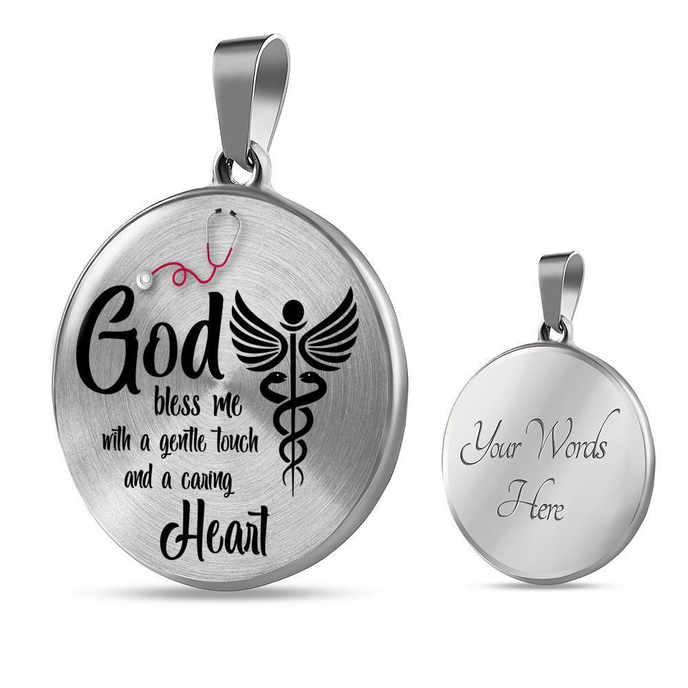 Nurses Prayer Nurse Gift Circle Necklace Stainless Steel or 18k Gold 18-22" - Express Your Love Gifts