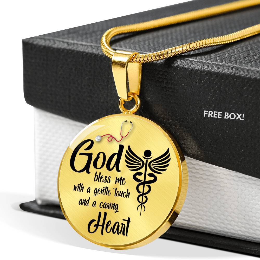 Nurses Prayer Nurse Gift Circle Necklace Stainless Steel or 18k Gold 18-22" - Express Your Love Gifts