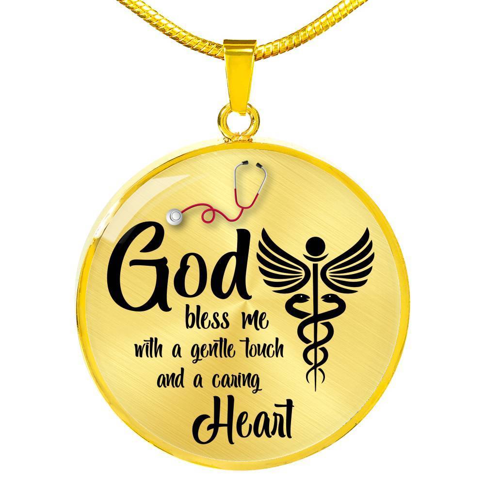 Nurses Prayer Nurse Gift Circle Necklace Stainless Steel or 18k Gold 18-22" - Express Your Love Gifts