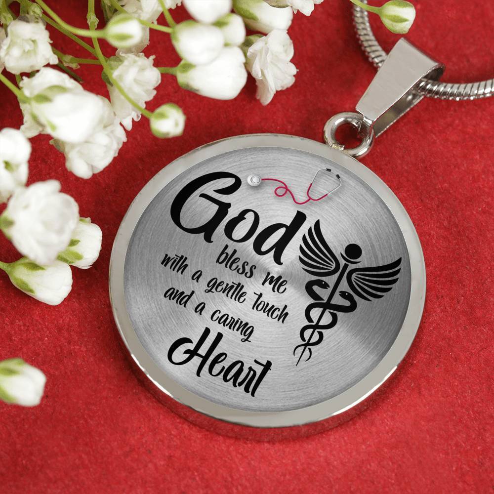 Nurses Prayer Nurse Gift Circle Necklace Stainless Steel or 18k Gold 18-22" - Express Your Love Gifts