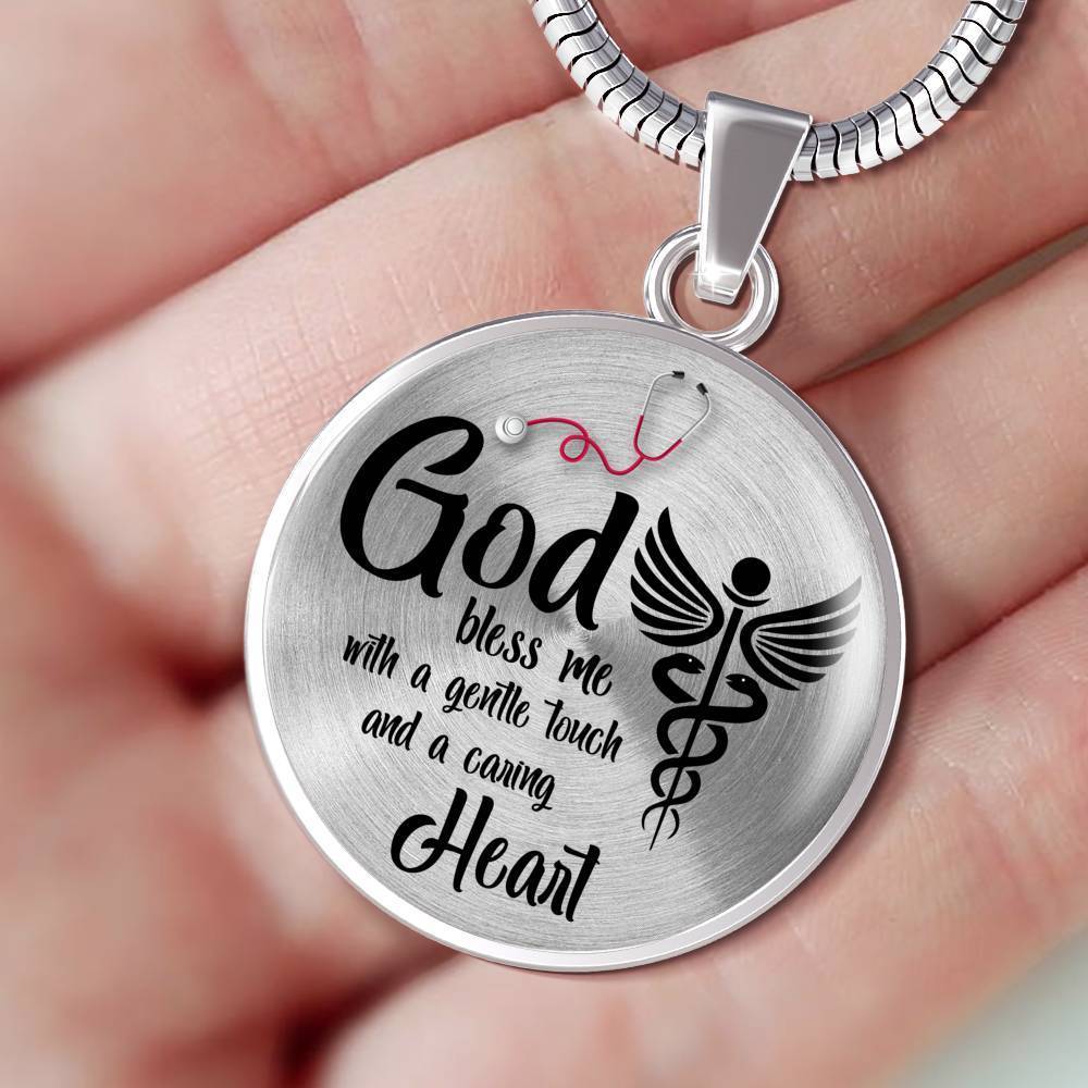 Nurses Prayer Nurse Gift Circle Necklace Stainless Steel or 18k Gold 18-22" - Express Your Love Gifts