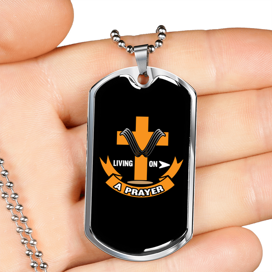 On A Prayer Necklace Stainless Steel or 18k Gold Dog Tag 24" Chain-Express Your Love Gifts