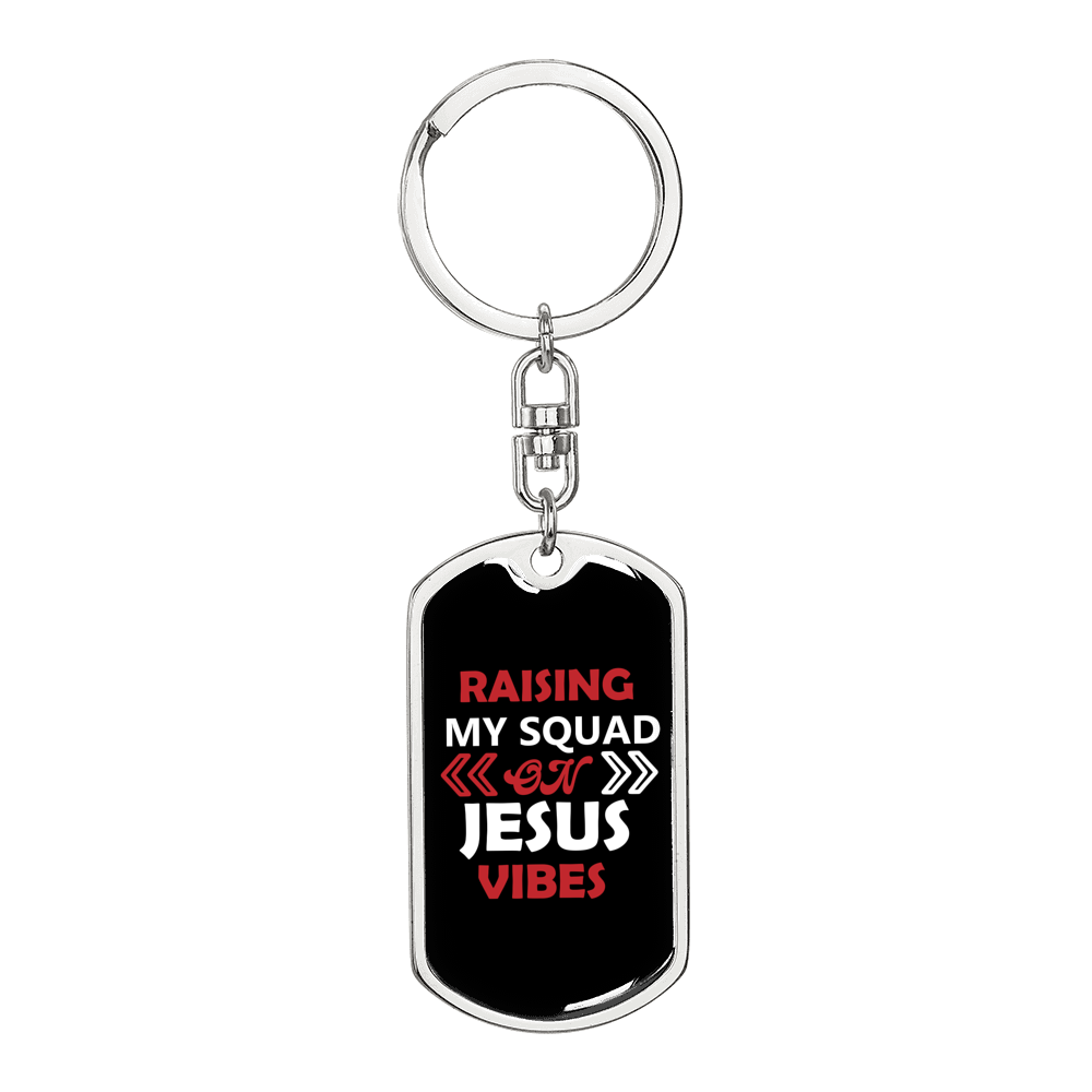 On Jesus Vibes Keychain Stainless Steel or 18k Gold Dog Tag Keyring-Express Your Love Gifts
