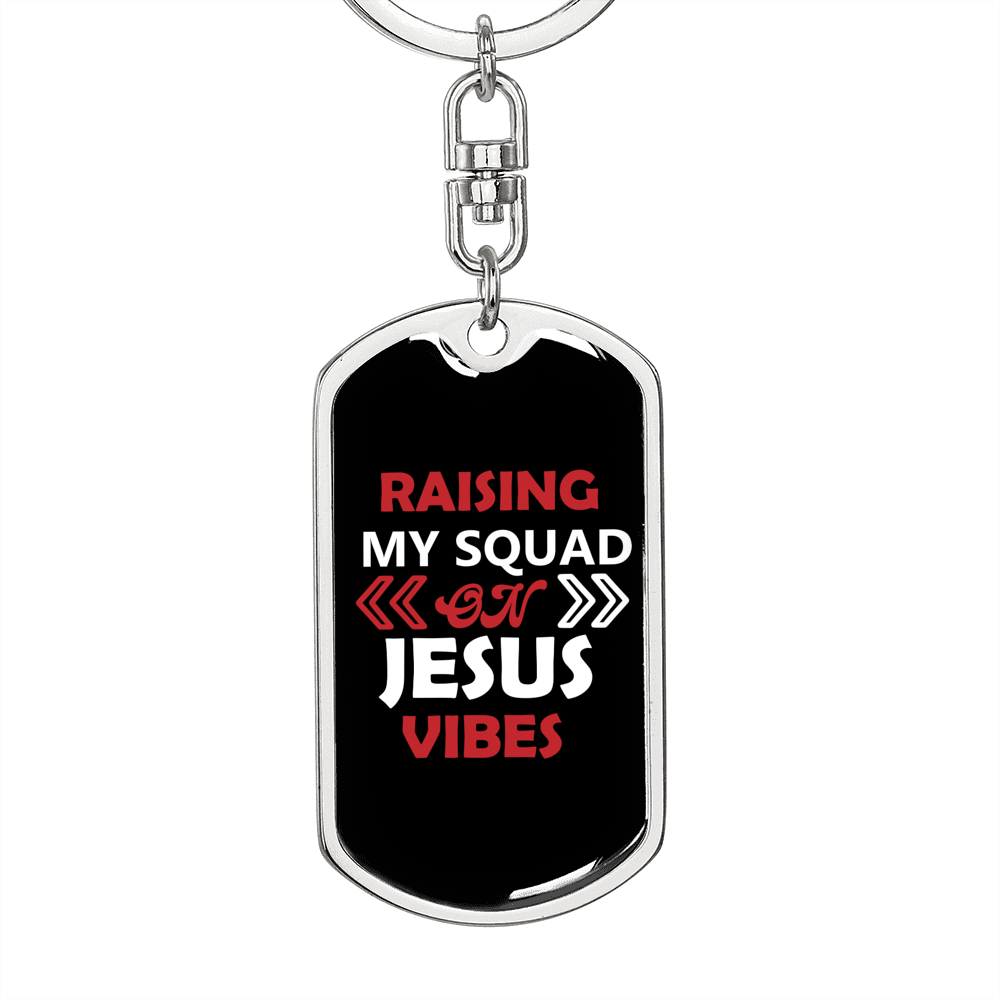 On Jesus Vibes Keychain Stainless Steel or 18k Gold Dog Tag Keyring-Express Your Love Gifts