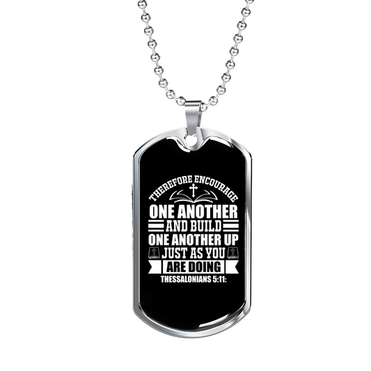 One Another And Build Christian Necklace Stainless Steel or 18k Gold Dog Tag 24" Chain-Express Your Love Gifts