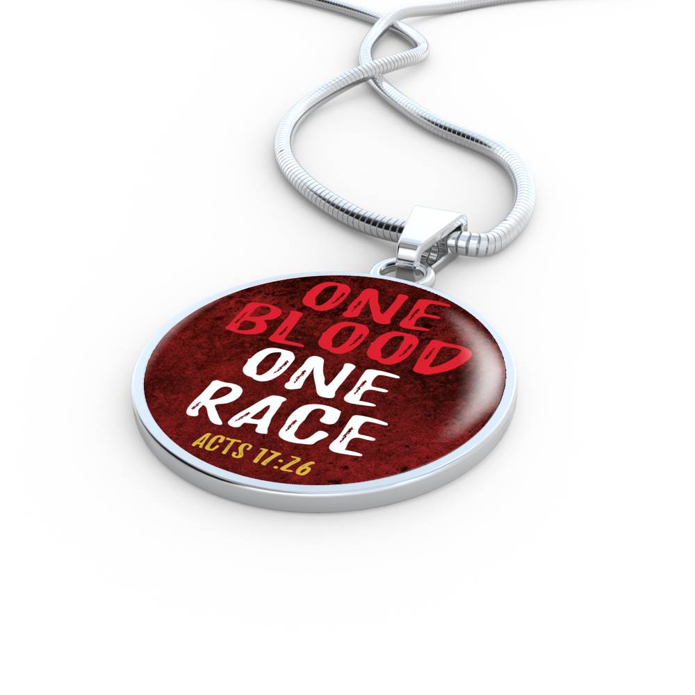 One Blood One Race Acts 17:26 Bible Verse Circle Necklace Stainless Steel or 18k Gold 18-22"-Express Your Love Gifts