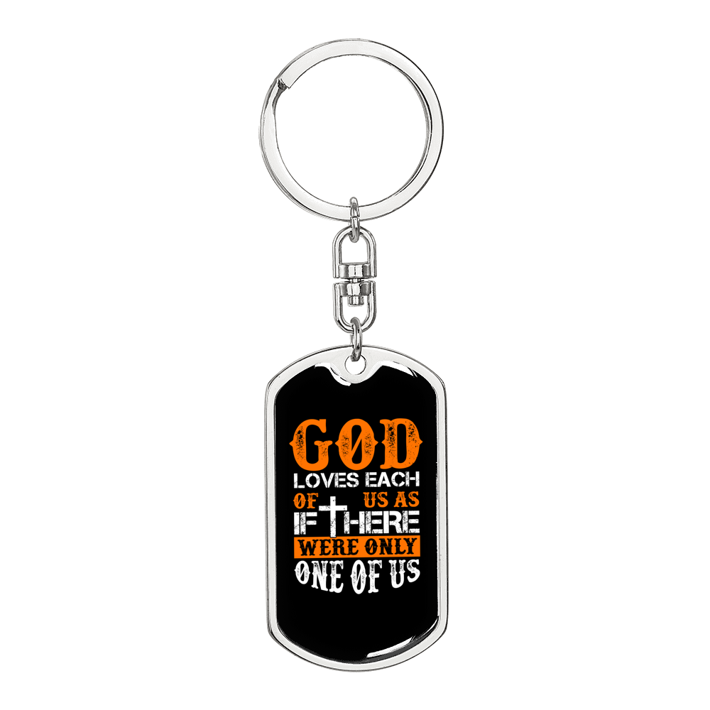 One Of Us Keychain Stainless Steel or 18k Gold Dog Tag Keyring-Express Your Love Gifts