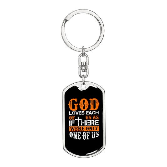 One Of Us Keychain Stainless Steel or 18k Gold Dog Tag Keyring-Express Your Love Gifts