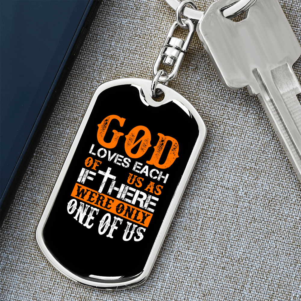 One Of Us Keychain Stainless Steel or 18k Gold Dog Tag Keyring-Express Your Love Gifts