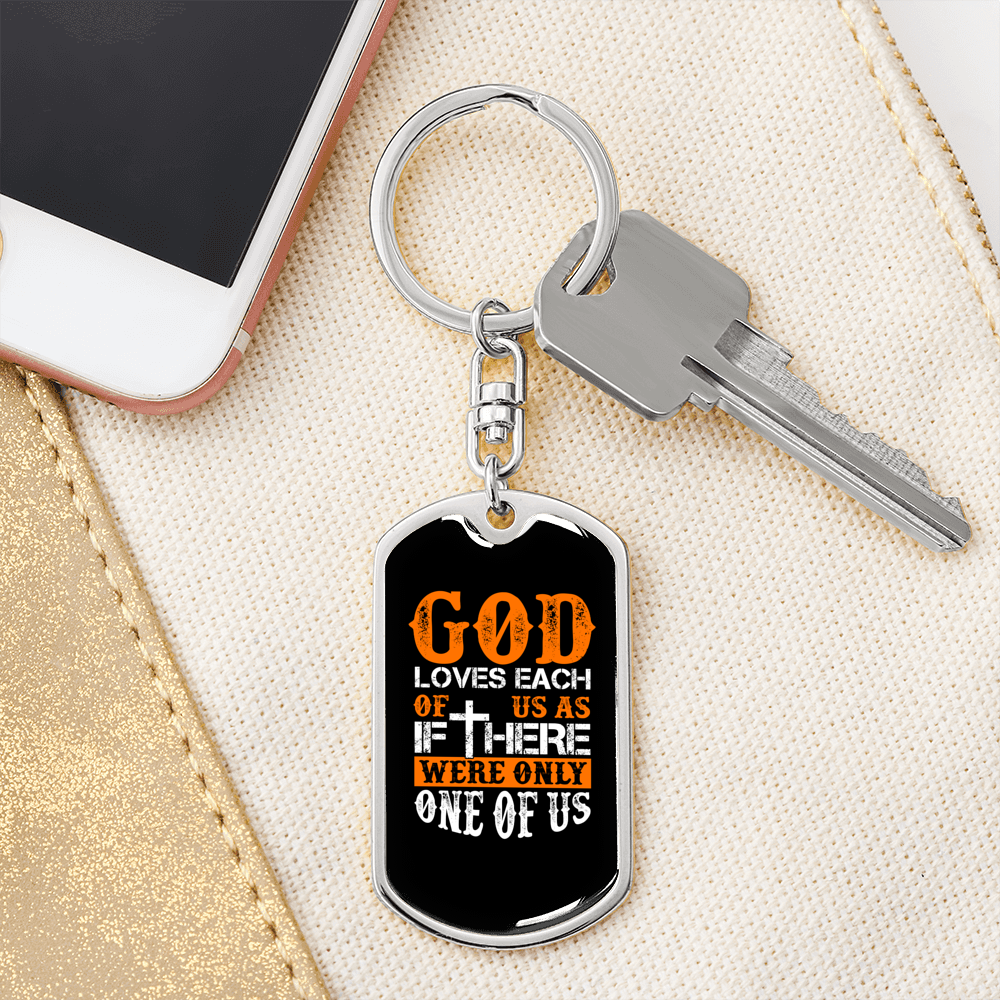 One Of Us Keychain Stainless Steel or 18k Gold Dog Tag Keyring-Express Your Love Gifts