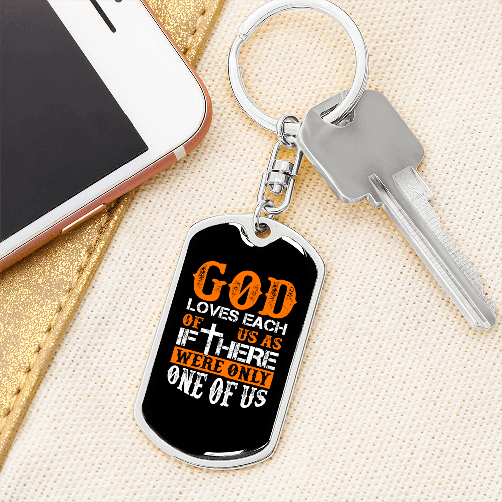 One Of Us Keychain Stainless Steel or 18k Gold Dog Tag Keyring-Express Your Love Gifts