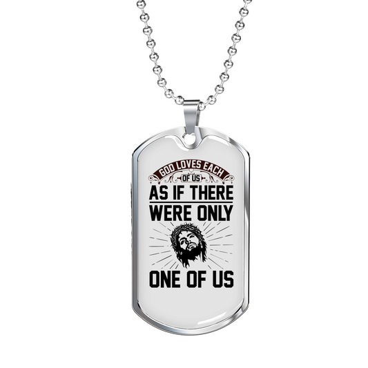 One Of Us Necklace Stainless Steel or 18k Gold Dog Tag 24" Chain-Express Your Love Gifts