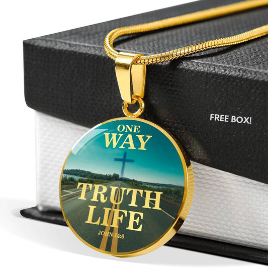 One Way One Truth And One Scriptureinspired Circle Necklace Stainless Steel or 18k Gold 18-22" - Express Your Love Gifts