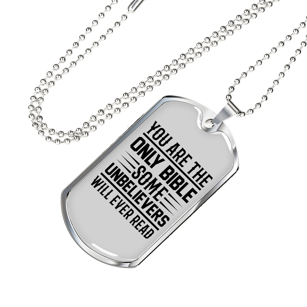 Only Bible Christian Necklace Stainless Steel or 18k Gold Dog Tag 24" Chain-Express Your Love Gifts