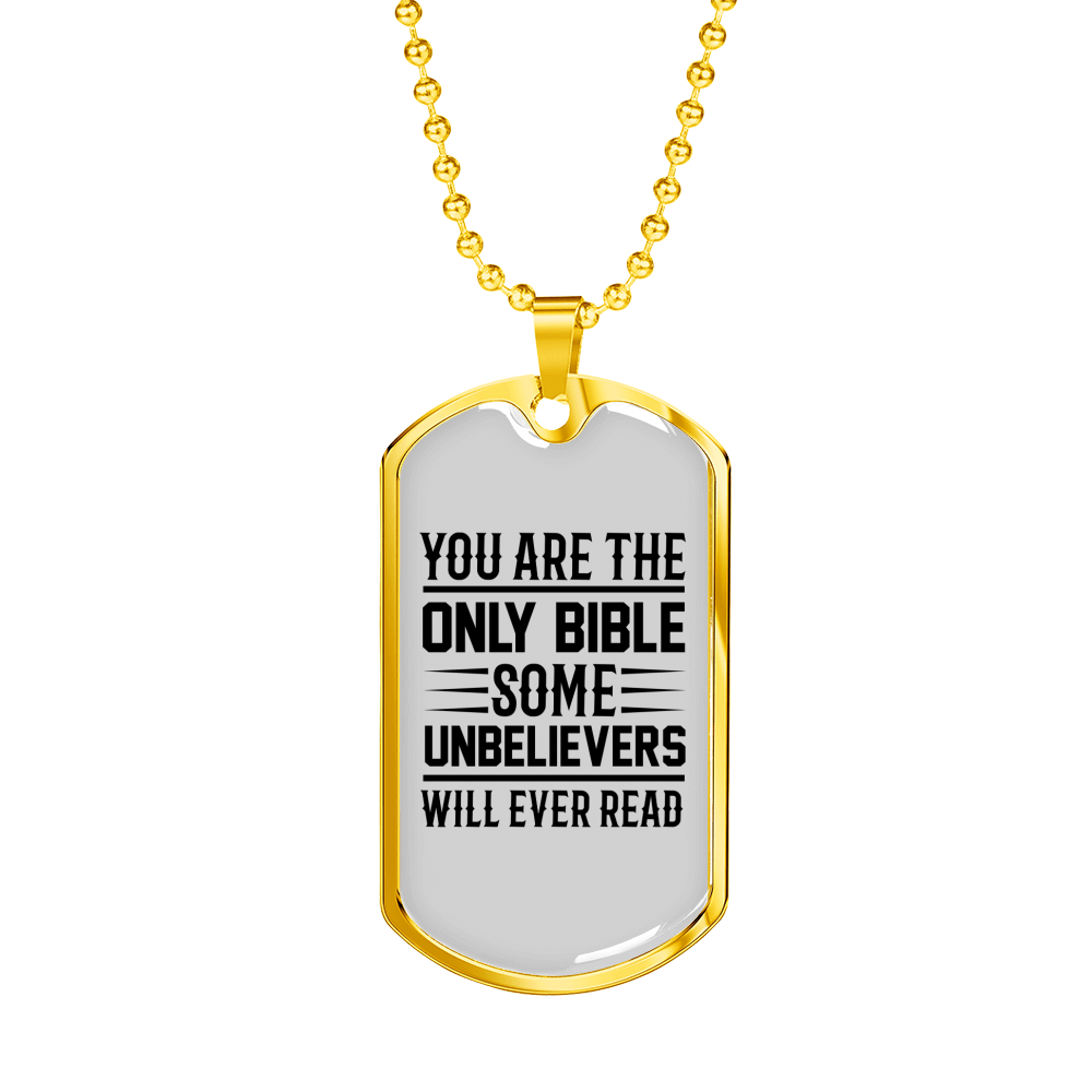 Only Bible Christian Necklace Stainless Steel or 18k Gold Dog Tag 24" Chain-Express Your Love Gifts
