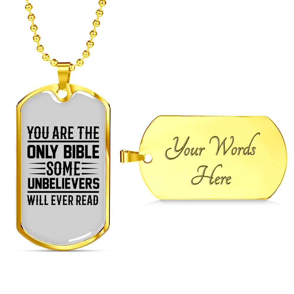 Only Bible Christian Necklace Stainless Steel or 18k Gold Dog Tag 24" Chain-Express Your Love Gifts