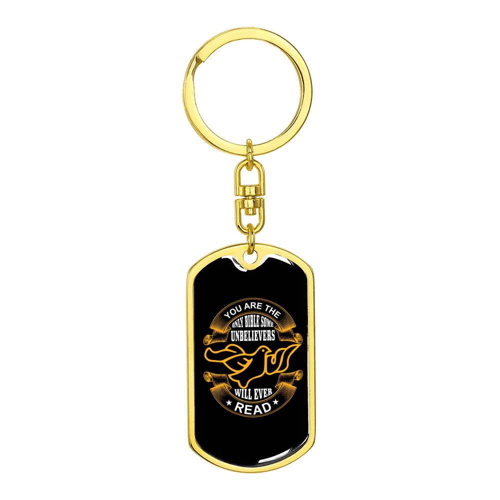 Only Bible Stainless Steel or 18k Gold Premium Swivel Dog Tag Keychain