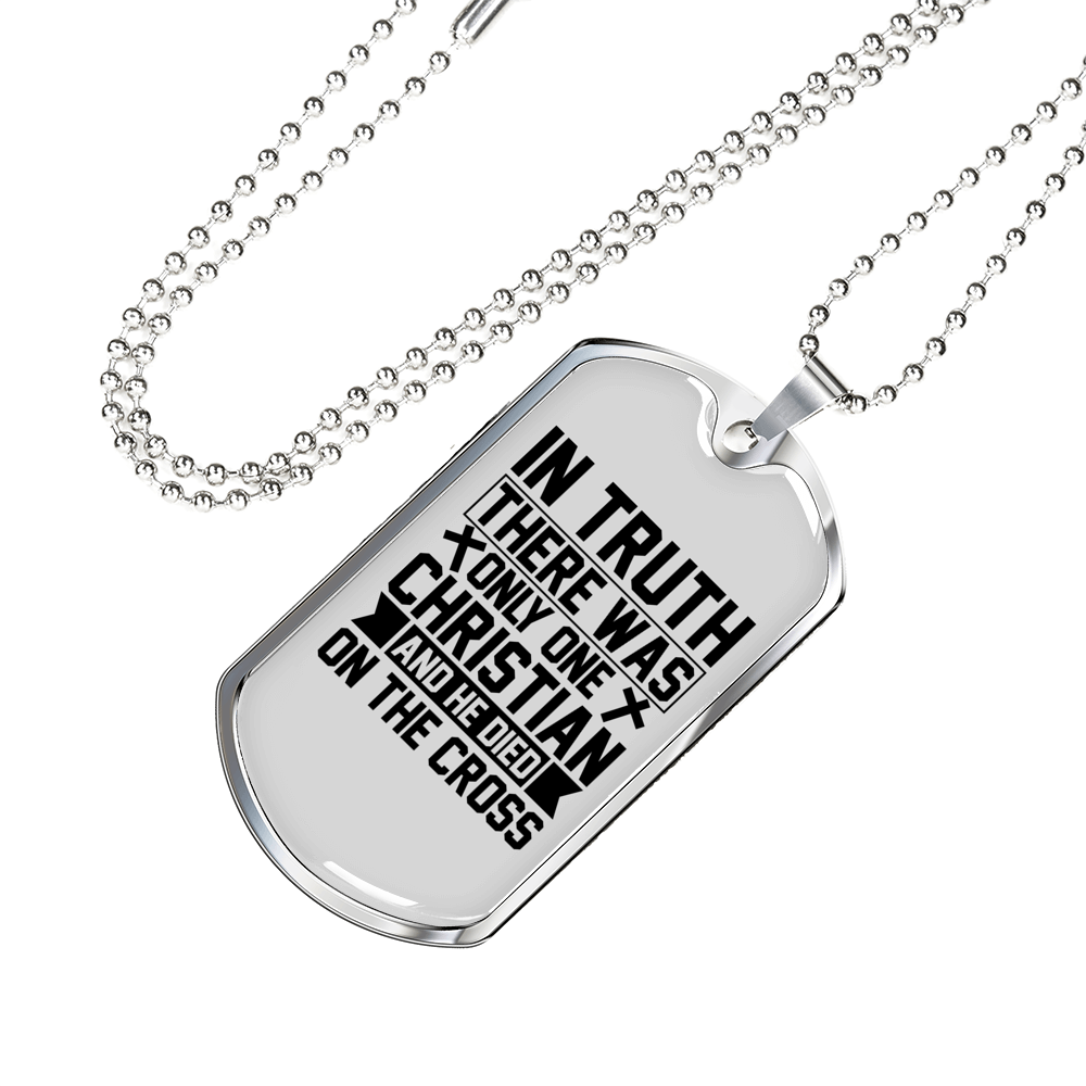 Only One Christian Christian Necklace Stainless Steel or 18k Gold Dog Tag 24" Chain-Express Your Love Gifts
