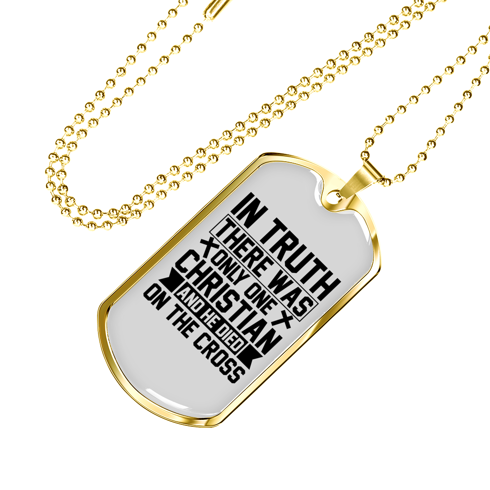 Only One Christian Christian Necklace Stainless Steel or 18k Gold Dog Tag 24" Chain-Express Your Love Gifts