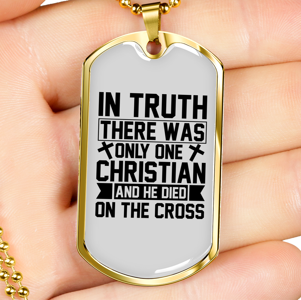 Only One Christian Christian Necklace Stainless Steel or 18k Gold Dog Tag 24" Chain-Express Your Love Gifts
