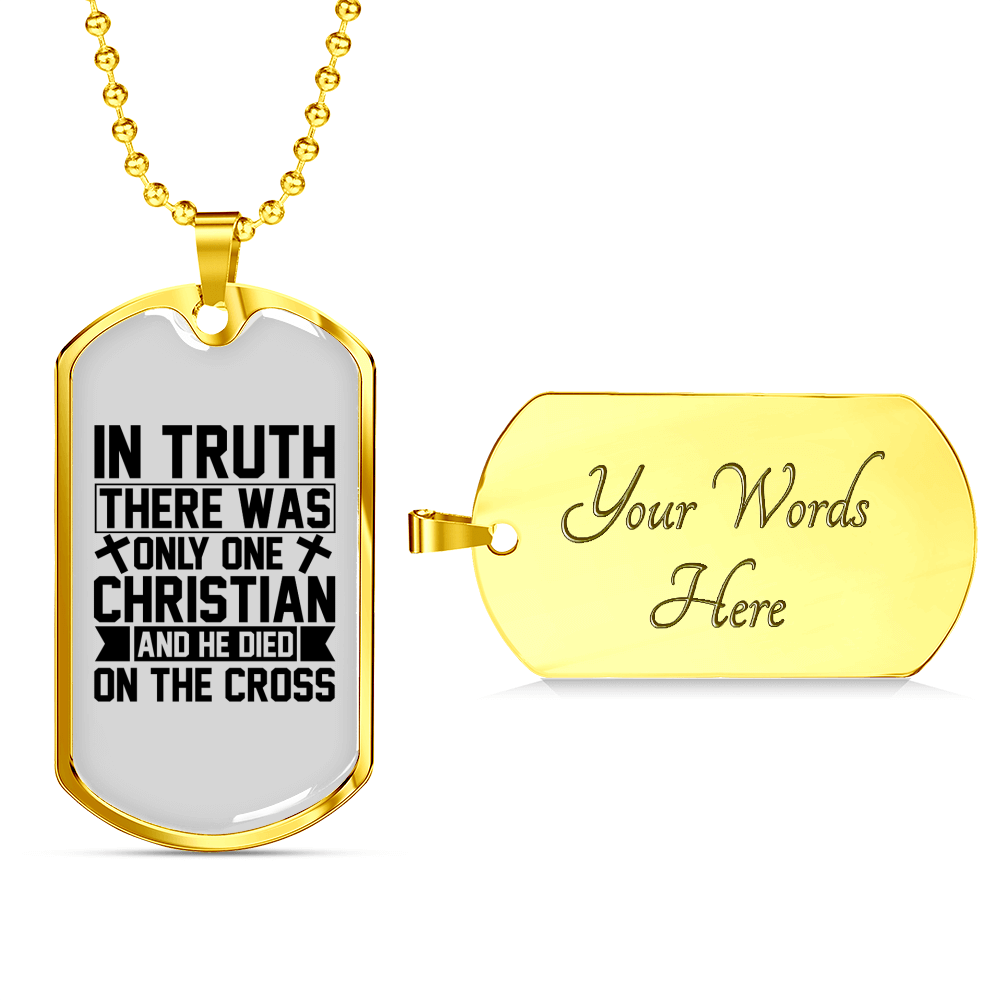 Only One Christian Christian Necklace Stainless Steel or 18k Gold Dog Tag 24" Chain-Express Your Love Gifts
