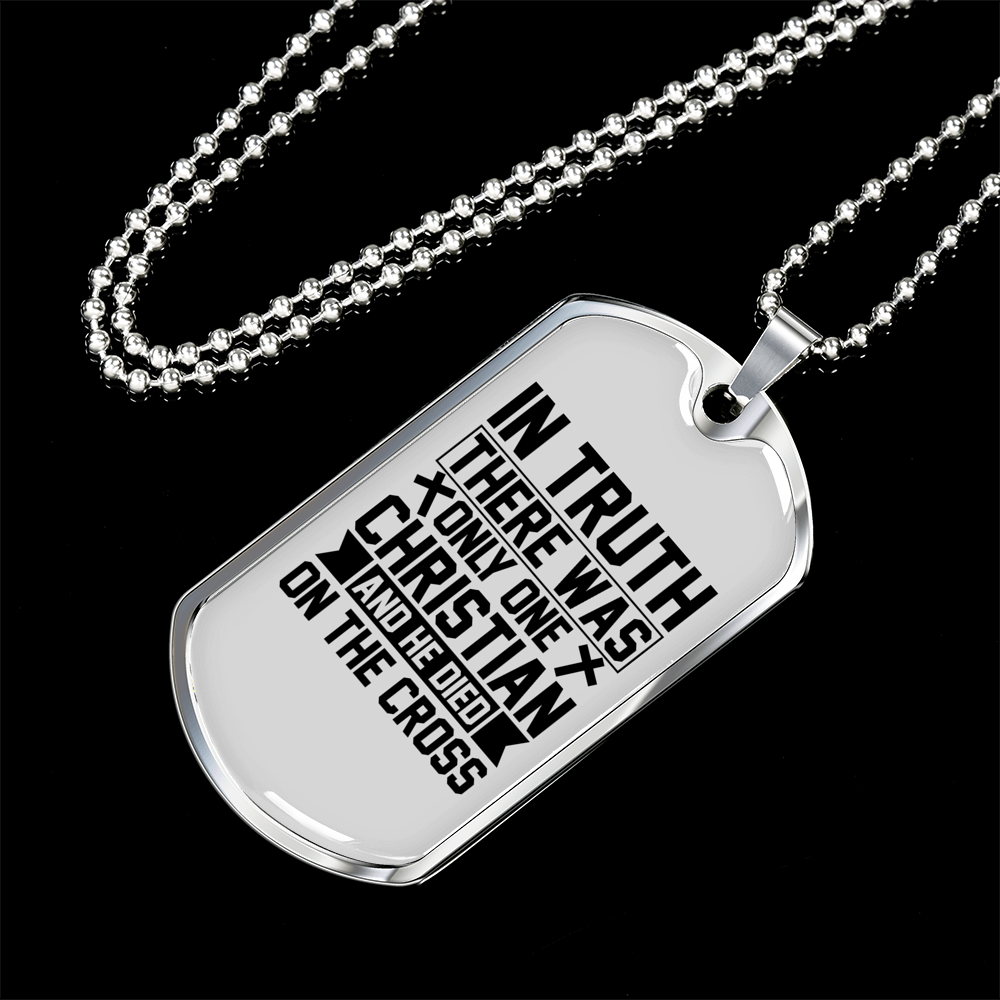 Only One Christian Christian Necklace Stainless Steel or 18k Gold Dog Tag 24" Chain-Express Your Love Gifts